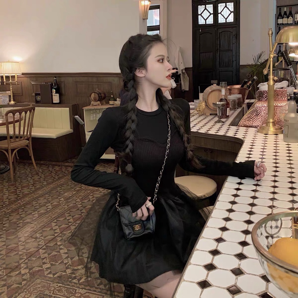 Đầm ngắn kiểu Pháp sợi lưới công chúa