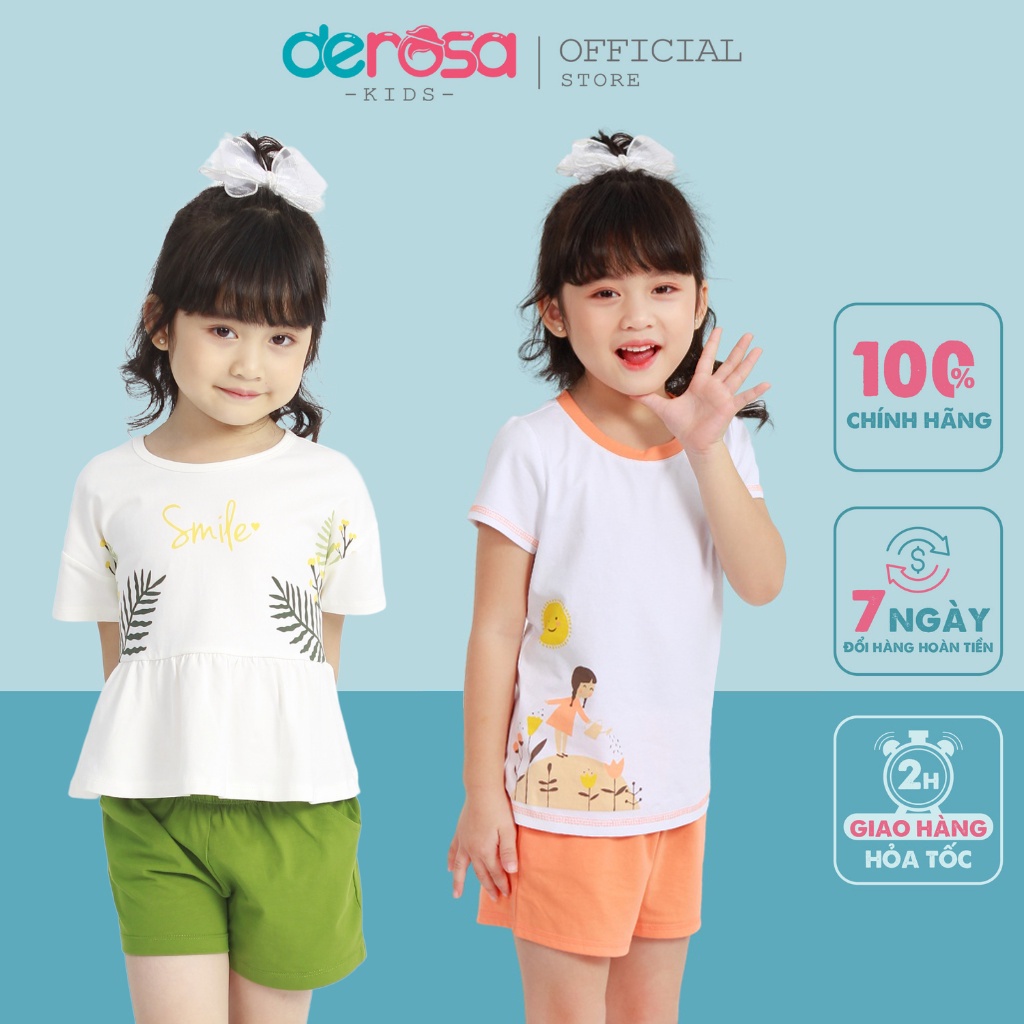 Bộ quần áo cho bé gái DEROSA KIDS chất liệu cotton cho bé 3 - 8 tuổi 014-018