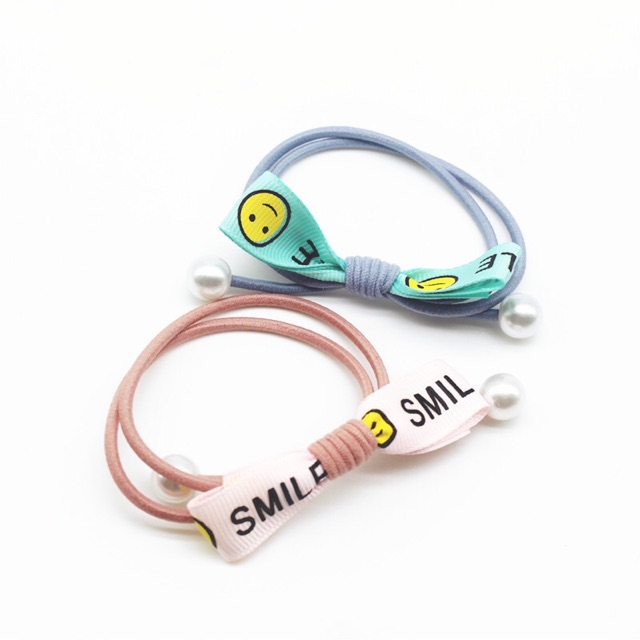 Sỉ 10 buộc tóc ruy băng smile nơ tua ngắn  27k