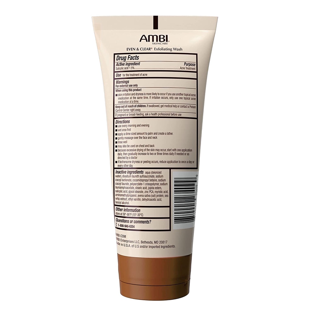 [DATE 04/2023] RỬA MẶT AMBI EVEN &amp; CLEAR EXFOLIATING WASH 141GR