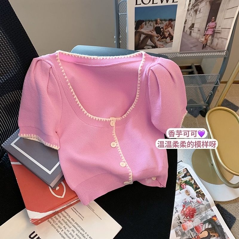 Áo Sweater Hở Rốn Màu Trơn Phong Cách Pháp Thời Trang Mới Cho Nữ