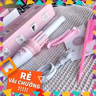 Máy uốn tóc xoăn xoay tự động 360，gậy uốn tóc vivid & vogue-màu hồng