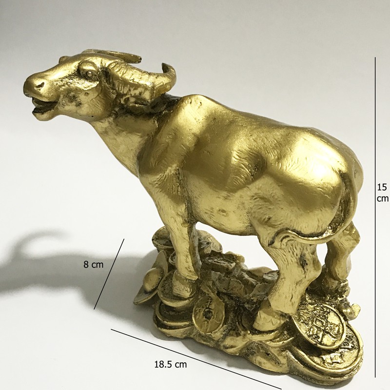 Tượng Trâu Đại Phú Quý Màu Vàng Đồng