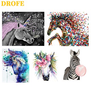 Bộ Tranh Sơn Dầu Vẽ Màu Theo Số Họa Tiết Ngựa Và Phong Cảnh Nhiều Mẫu 40x50cm