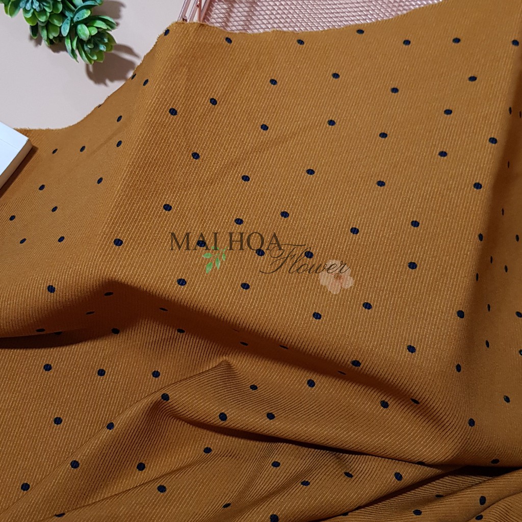 Vải may quần áo, vải may váy vàng chất vải chấm bi chéo mềm mại rủ đẹp có co giãn, Maihoaflower