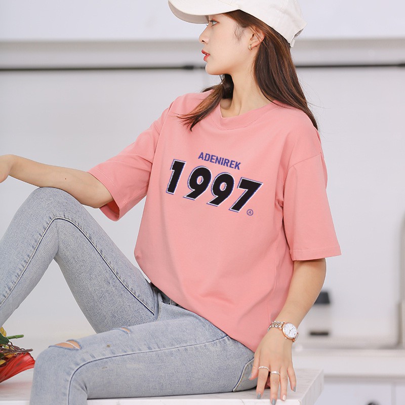 Áo thun nam nữ unisex tay lỡ phông form rộng 1997 teen cổ tròn oversize cotton giá rẻ màu đen trắng tee pull freesize | BigBuy360 - bigbuy360.vn