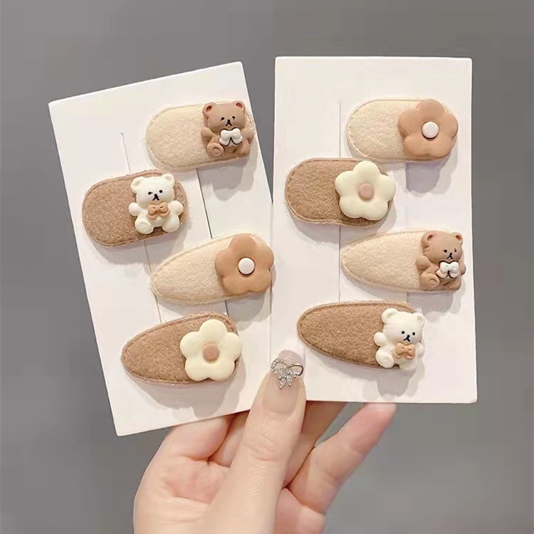 Kẹp Tóc Mini Màu Cà Phê Sữa Gấu Dễ Thương Cho Bé Gái