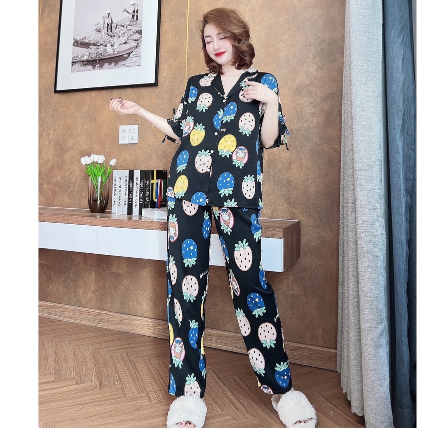Pijama  Dài tiểu thư dễ thương bigsize 50-100kg đồ mặc nhà mềm mát