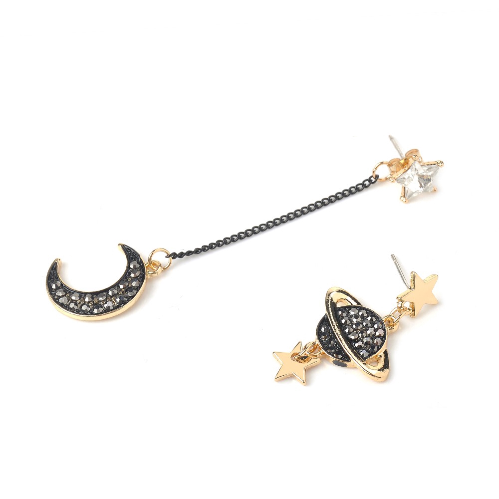 Cod Qipin Fashion Women Moon Star Planet Asymmetric Drop Dangle Earring Ear Studs Jewelry