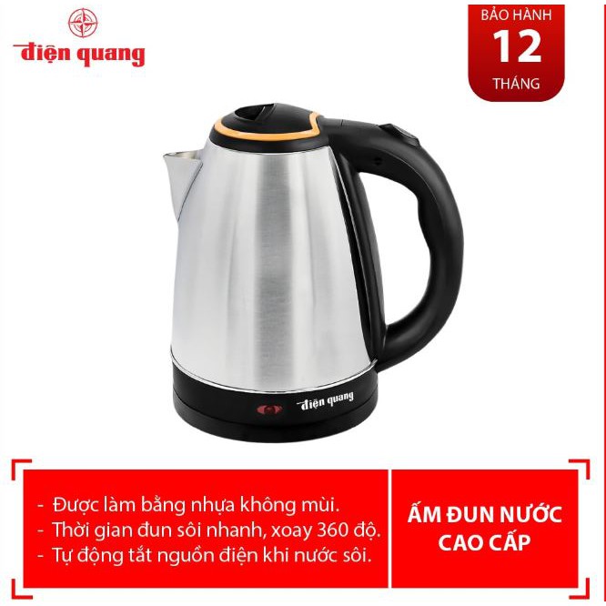 Ấm đun nước siêu tốc Điện Quang ĐQ EKT07 1518 BR (1500W, 1.8L, INOX 201, nhựa PP, màu ngẫu nhiên)