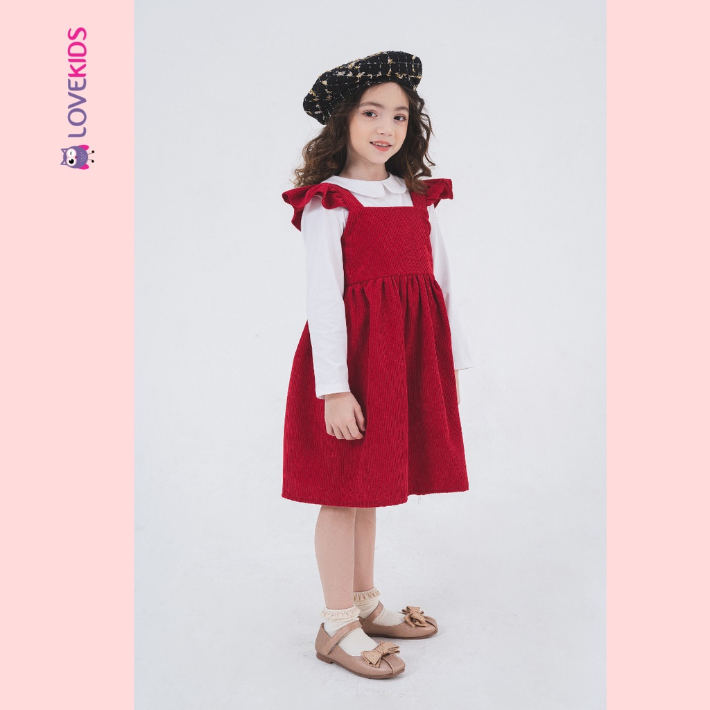 Váy yếm nhung vai bèo bé gái - Lovekids