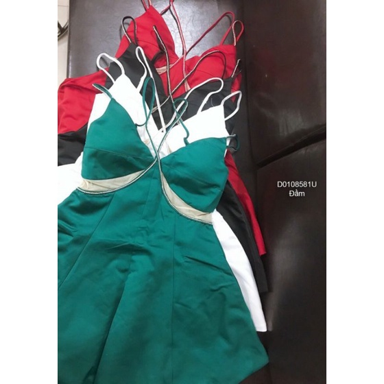 Đầm xòe 2 dây khoét phối lưới 0108 U