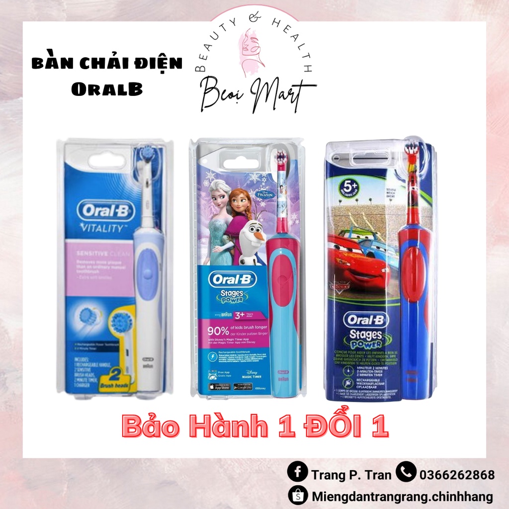 Bàn Chải Điện Oral-B Người Lớn, Trẻ Em CAO CẤP 2 chế độ GIÁ TỐT - Beoi Mart
