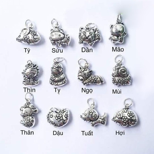 Charm 12 con giáp bằng bạc gắn vào lắc cho bé - Tiệm bạc Pansy