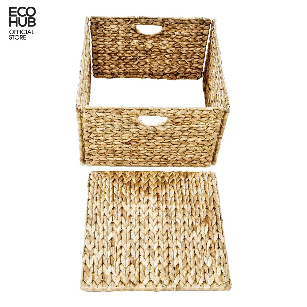 Giỏ Lục bình gấp gọn ECOHUB đựng đồ đa năng, decor khung sắt có tay cầm (Folding Basket With Handle)