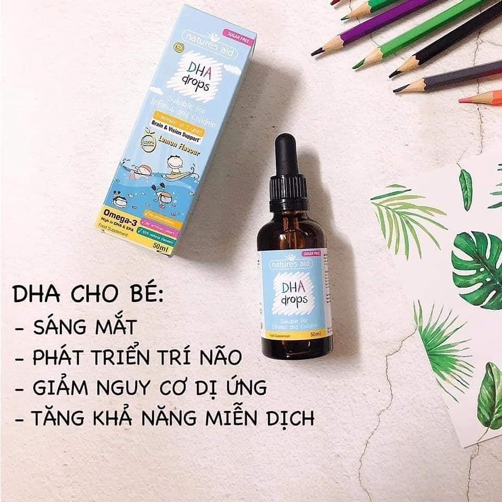 Natures Aid Dha Drops 50ml Dạng Giọt Cho Bé Từ 3 Tháng Đến 5 Tuổi