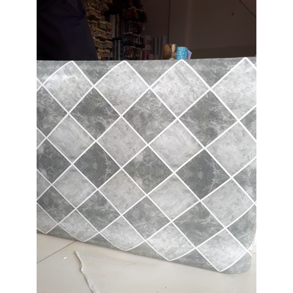 Decal giấy dán tường mẫu ô xám khổ 60cm keo sẵn