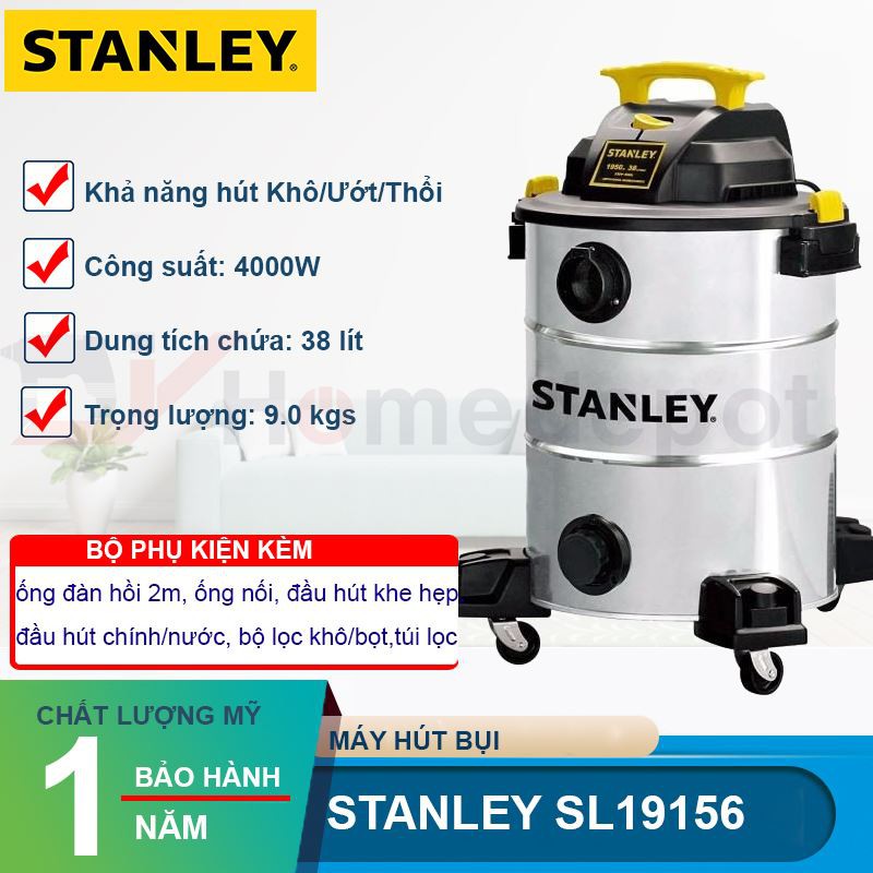 Máy hút bụi công nghiệp khô và ướt Stanley SL19117