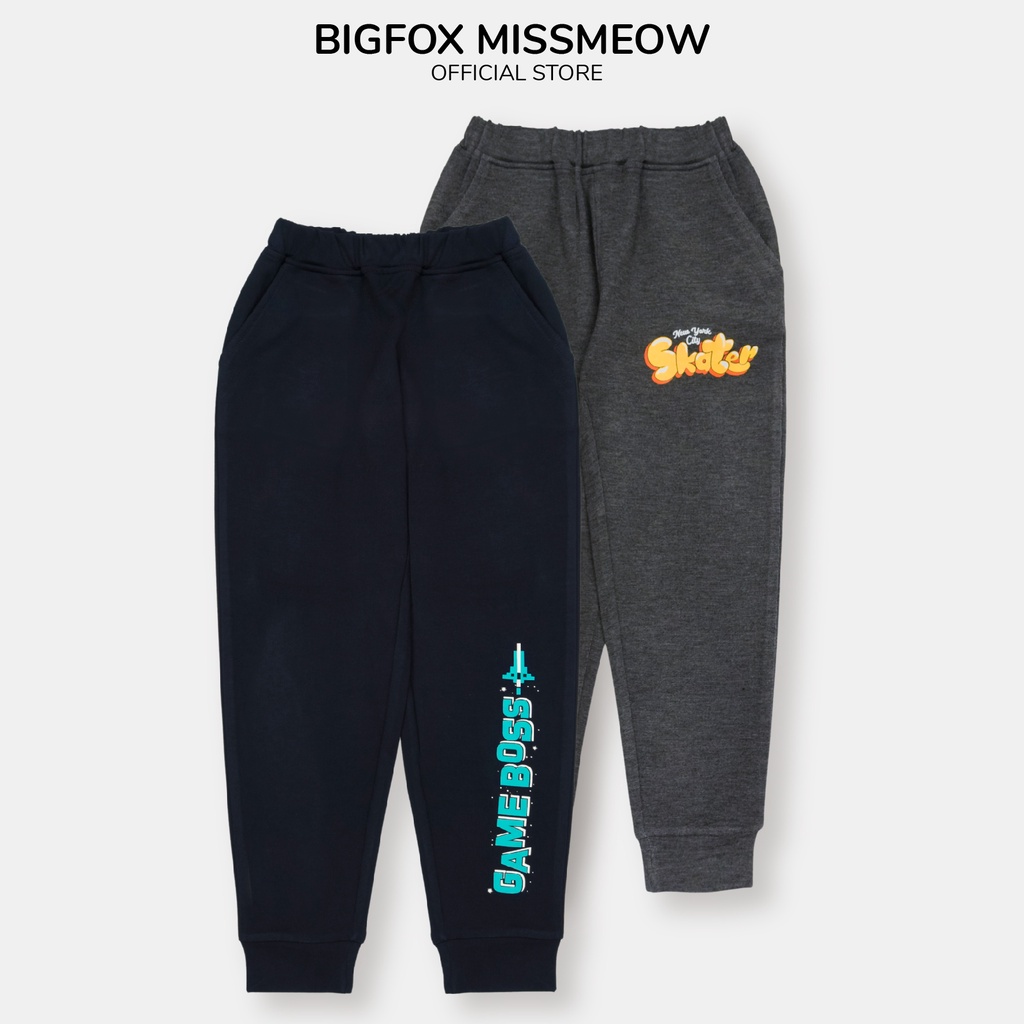 Quần dài bé trai Bigfox - Miss Meow thu đông chất liệu nỉ phom dáng jogger Hàn Quốc size trẻ em 3,4,5,6,7,8,9,10,11 tuổi