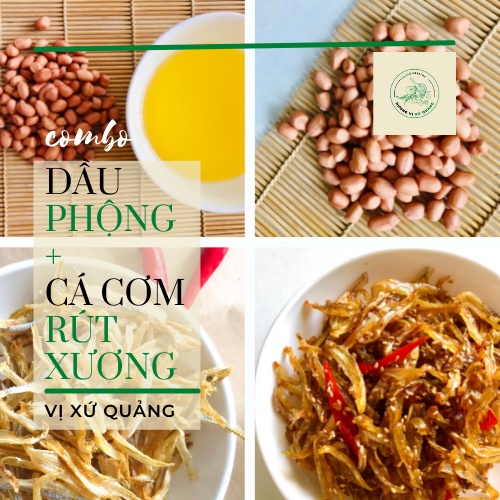 Combo Dầu lạc (dầu phộng/phụng) Quảng Nam (500ml) + Cá Cơm Rút Xương - Hàng đặc sản Đà Nẵng (100gr)