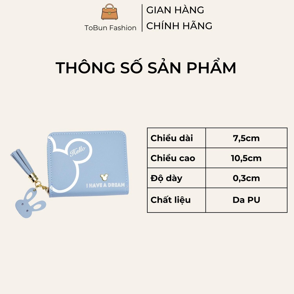Ví nữ cute, bóp nữ Tobun Fashion hình bạn chuột chất liệu da PU V05