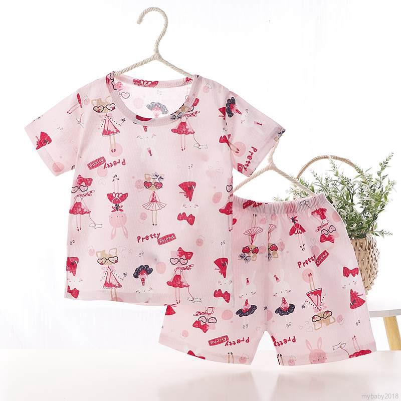 Set Áo Thun Tay Ngắn &amp; Quần Short In Hình Chuột Mickey Cho Bé