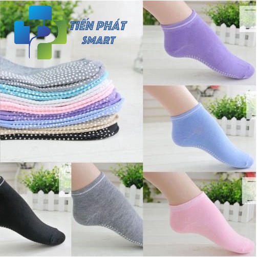 Tất/ Vớ Cotton Thoáng Khí Có Hạt Cao Su Non Chống Trơn Trượt Nhiều Màu Sắc Phù Hợp Cho Luyện Tập Yoga