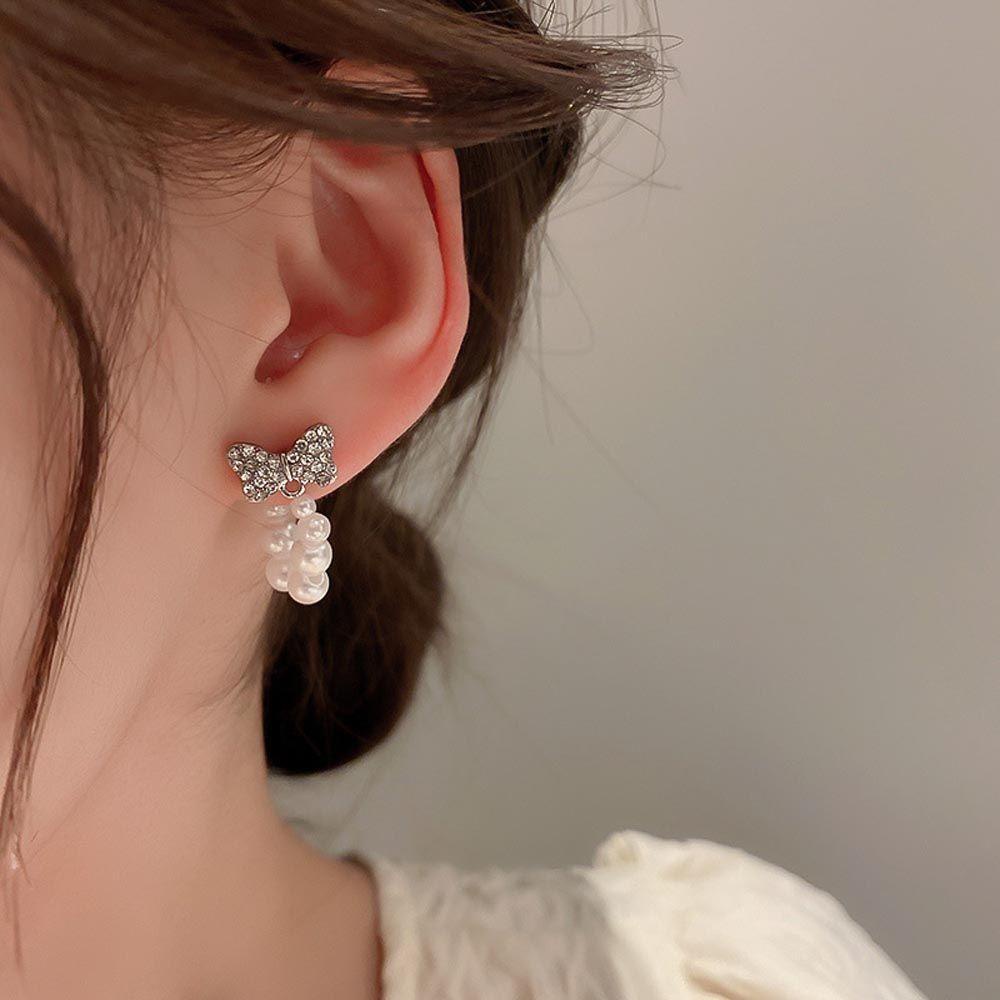 Bông Tai Xỏ Lỗ Đính Nơ Phong Cách Vintage VANES1 Dành Cho Nữ