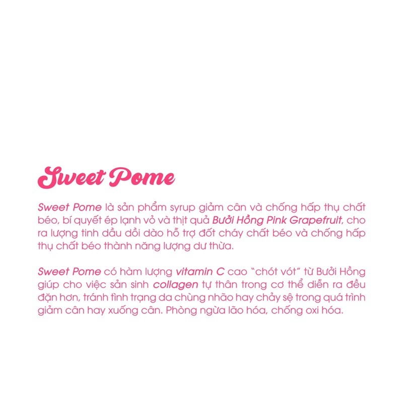 GIẢM CÂN BƯỞI NGỌT SWEET POME - SYRUP GIẢM CÂN SWEET POME by BLING CASTLE | BigBuy360 - bigbuy360.vn