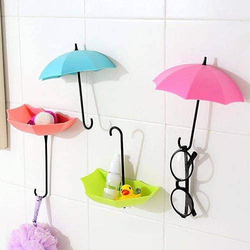 3 Cái Móc Treo Dính Tường Hình Chiếc Ô Treo Móc Khóa, Kính,..