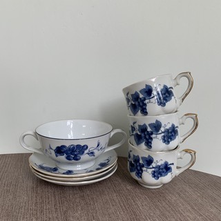 Bộ 3 ly, dĩa và chén uống trà kiểu Anh