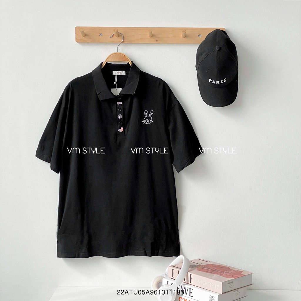 Áo thun VMSTYLE polo tay ngắn cổ bẻ thêu thỏ 976_ ATU00254