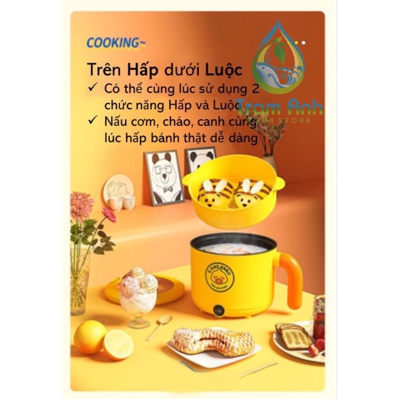 Nồi Lẩu điện mini vịt vàng đa năng 1,8L - nấu cháo , cơm , lẩu , hấp