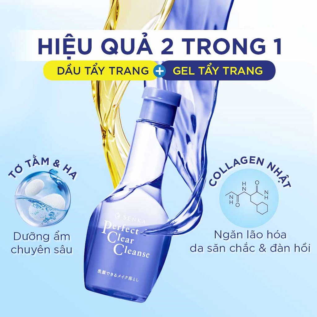 Gel Rửa Mặt Tẩy Trang 2 Trong 1 Senka Perfect Clear Cleanser 170ml _ 70194