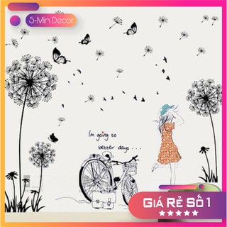 Combo Decal Dán Tường Cô Gái Và Hoa Bồ Công Anh