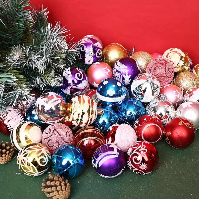 1 hộp quả châu nhiều màu trang trí cây thông noel