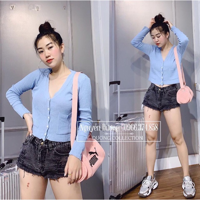 Áo cardigan dáng ngắn 5 màu (ảnh thật)