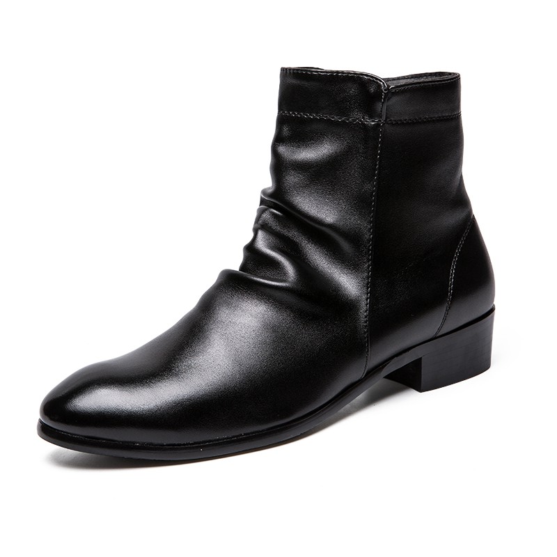 Giày boot da bóng cổ cao phong cách Anh thời trang cho nam | BigBuy360 - bigbuy360.vn