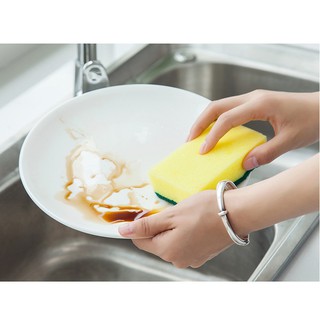 Miếng mút rửa chén 2 mặt xanh vàng