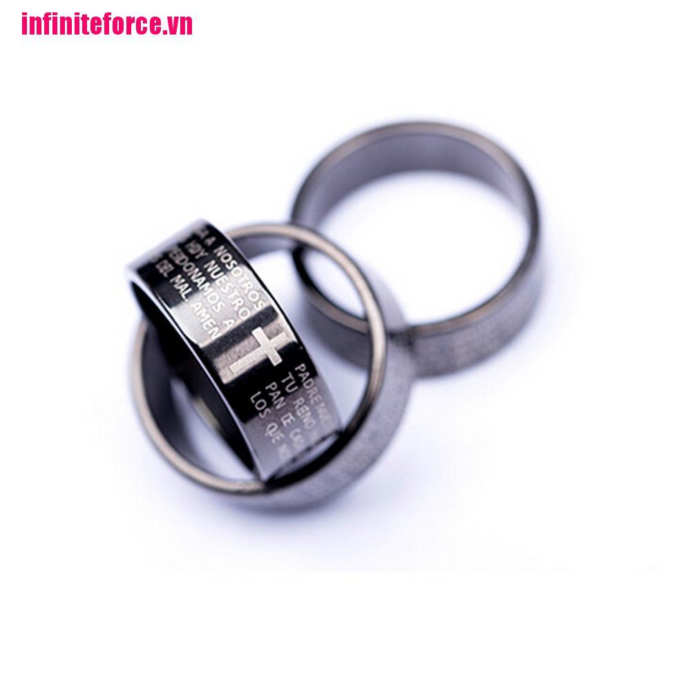 Nhẫn Thép Titan Khắc Chữ Thời Trang Cho Nam Nữ