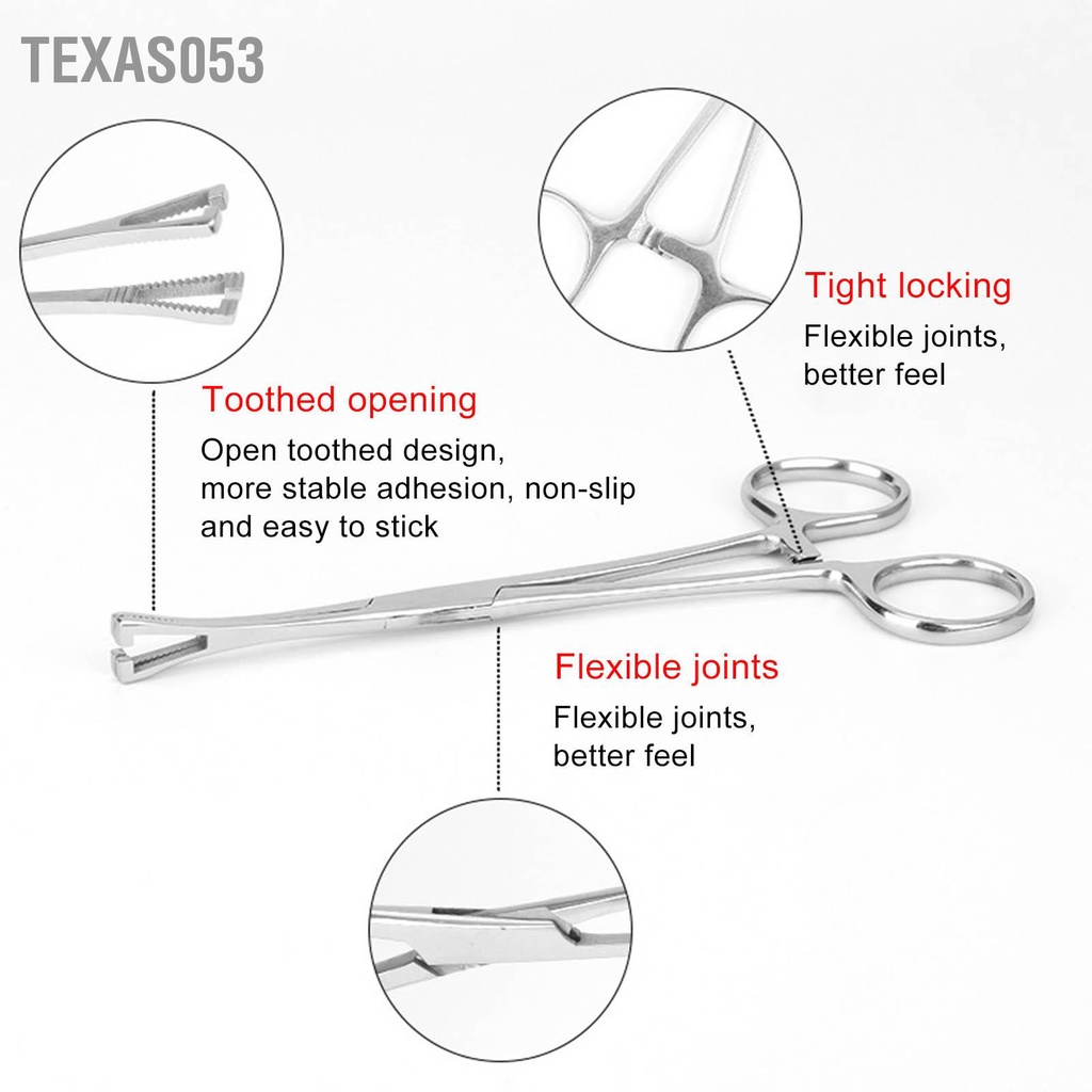 [Hàng Sẵn] Bộ Dụng Cụ Xỏ Khuyên Cơ Thể chuyên nghiệp Kẹp xỏ khuyên bằng thép không gỉ【Texas053】