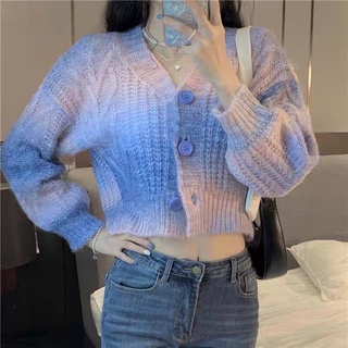 Áo len croptop cài cúc