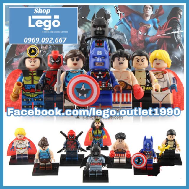 Xếp hình Power Girl - Big Barda - Lara Croft - Tomb Raider - Rocky Balboa - Namor Lego Minifigures POGO PG8125