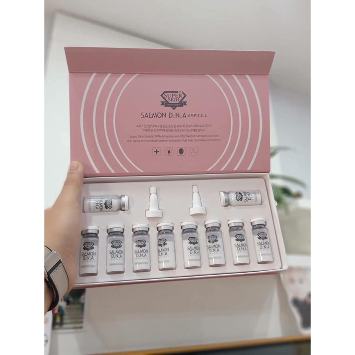 Tế Bào Gốc Cá Hồi SUPER SKIN SALMON DNA Chính Hãng - HỘP 10 lọ HSD 2025