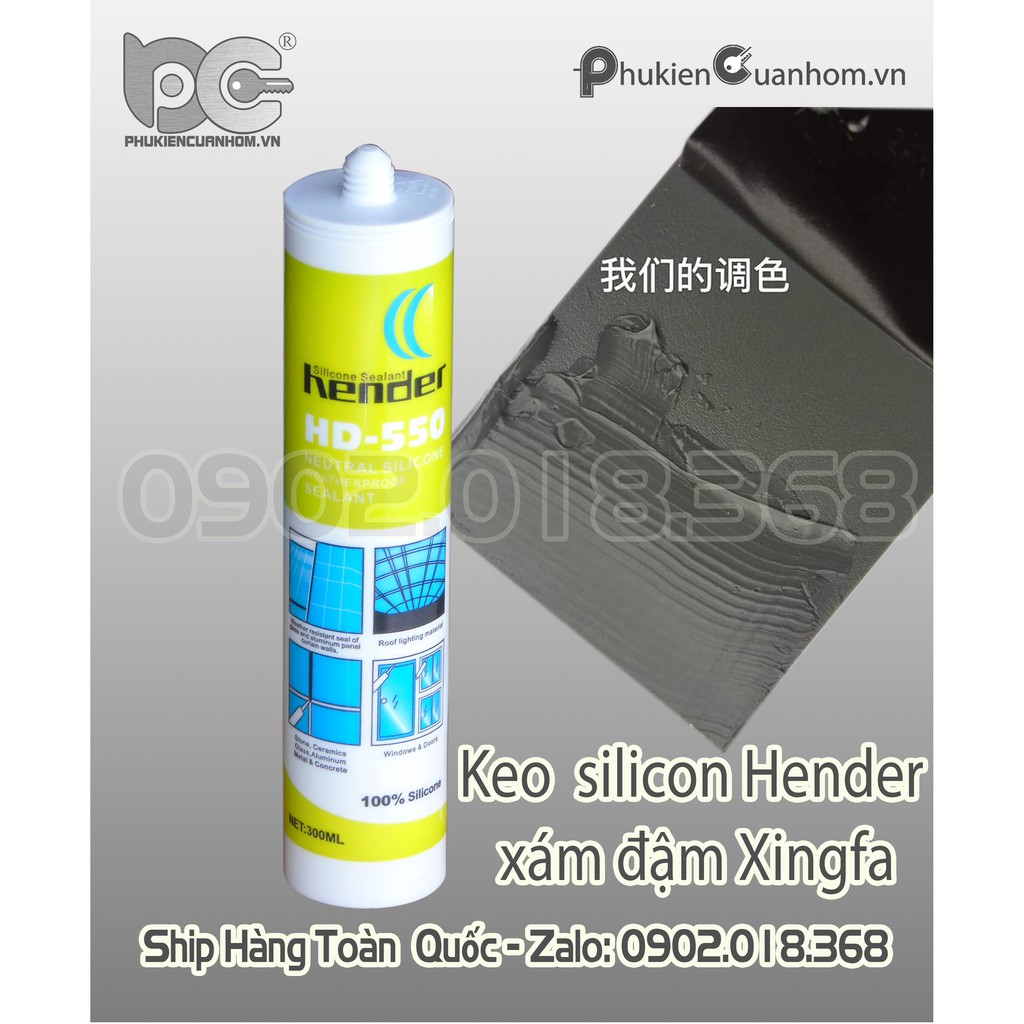 Keo Silicone màu xám đậm Xingfa hiệu Hender