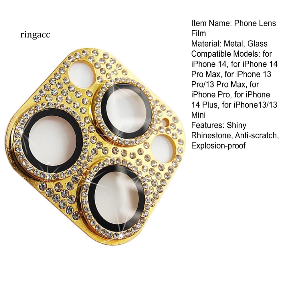 Miếng Dán Bảo Vệ Ống Kính Máy Ảnh Sau Điện Thoại Đính Đá Lấp Lánh Chống Trượt