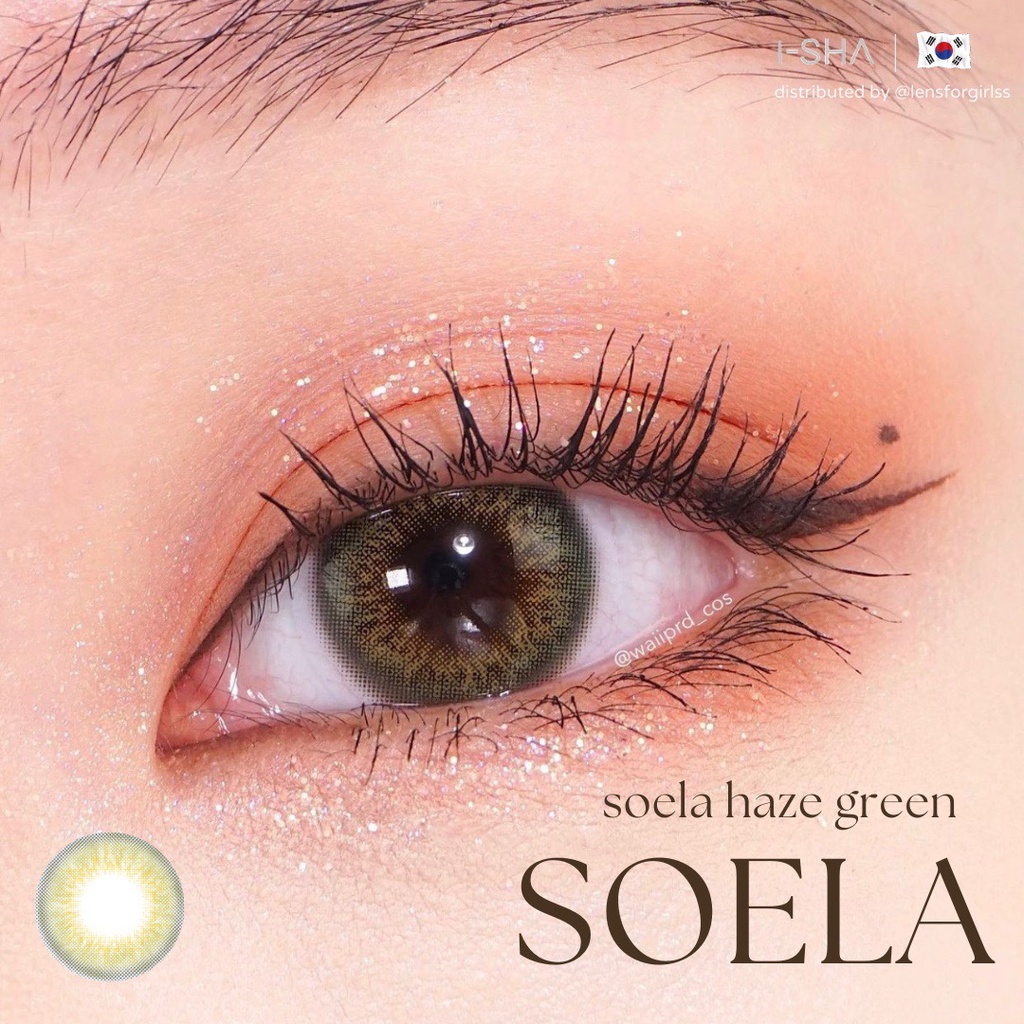 Kính áp tròng Soela Eye Haze Green chính hãng Isha Made in Korea | Hsd 8-12 tháng | Lens cận