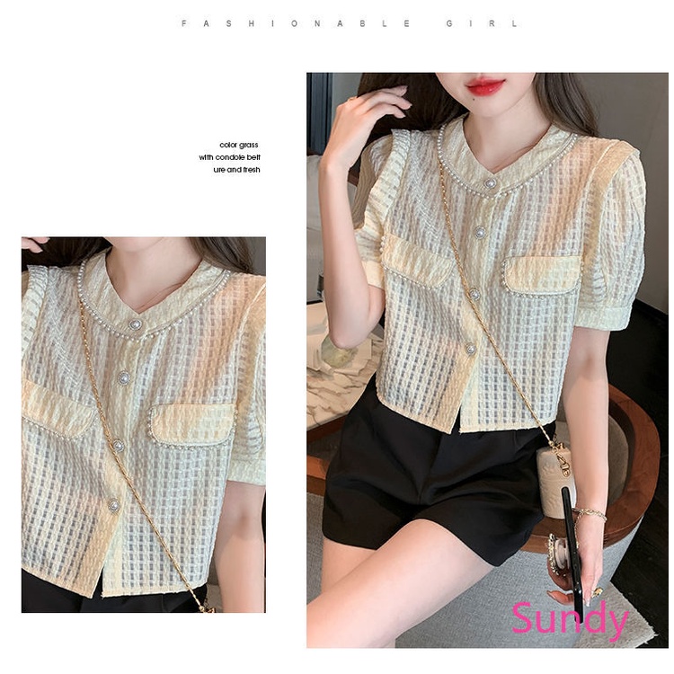 Áo Sơ Mi Voan Tay Phồng Thời Trang Mùa Hè Dành Cho Nữ