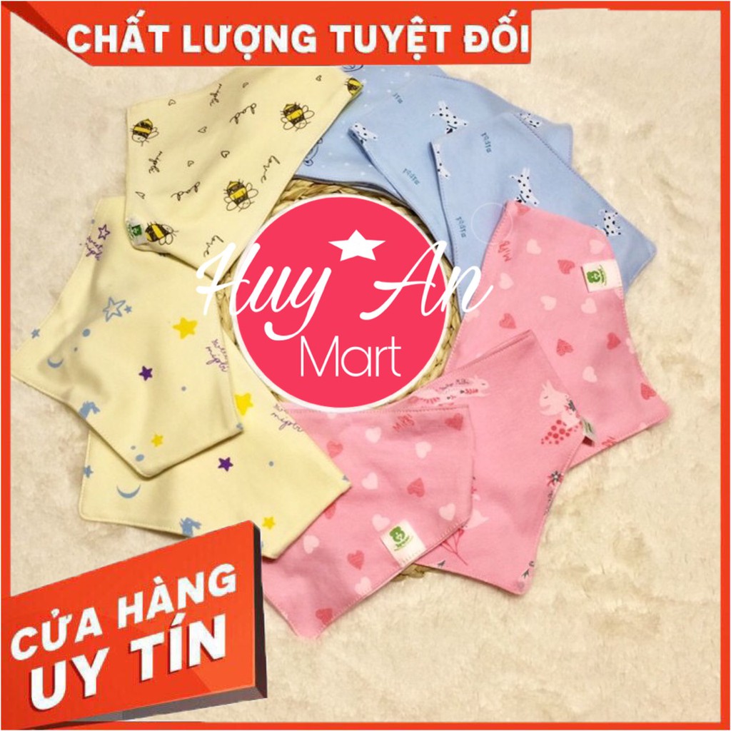 Sét 3c khăn tam giác quàng cổ sơ sinh Mipbi 100% COTONG  HÀNG CAO CẤP Khăn yếm tam giác Mipbi in hình họa tiết đẹp