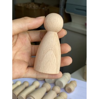 [Xưởng sx] - Búp bê gỗ ĐỦ SIZE 6,5cm ->10cm (loại gỗ cao cấp, có vân đẹp)